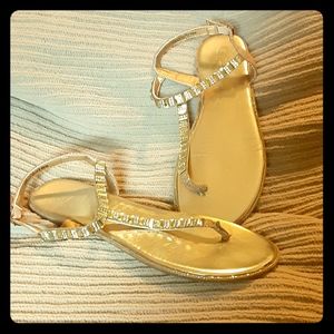 Palms Sandles Jeweled Gold Strappy Shiny